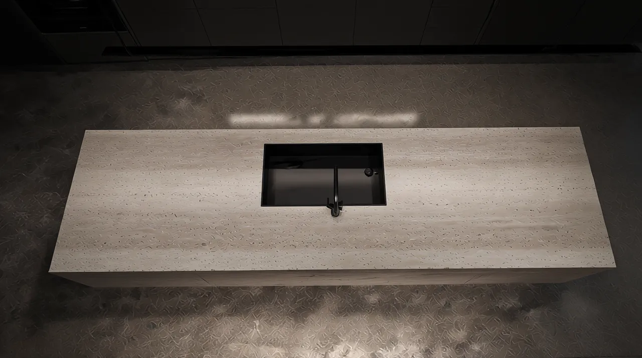 Light stone kitchen island